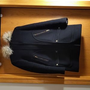 J. Crew Chateau Parka Italian Stadium Cloth Wool Coat Black